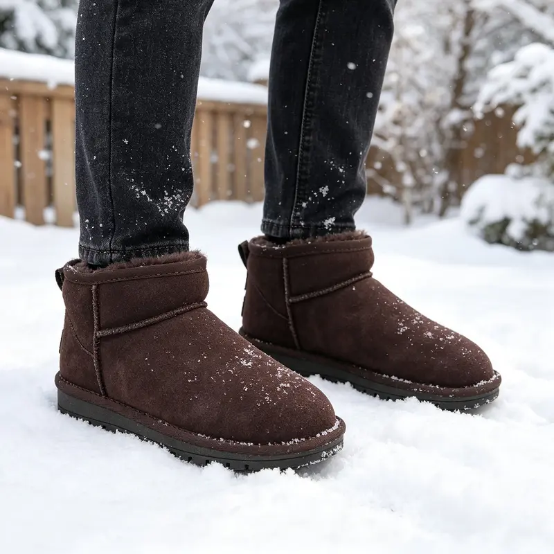Botines de invierno EVELLYHOOTD marrón chocolate en la nieve