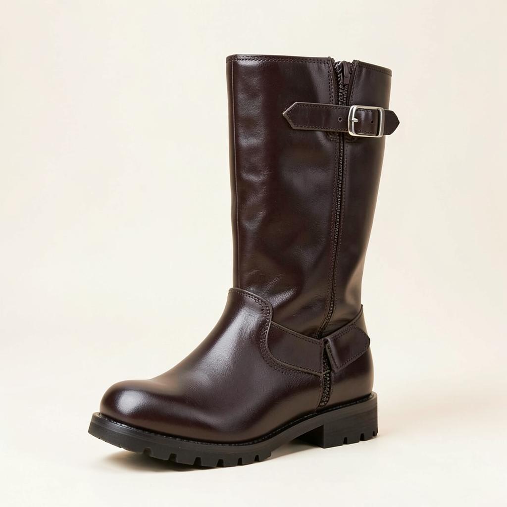 Botas altas ecuestres marrones con hebillas